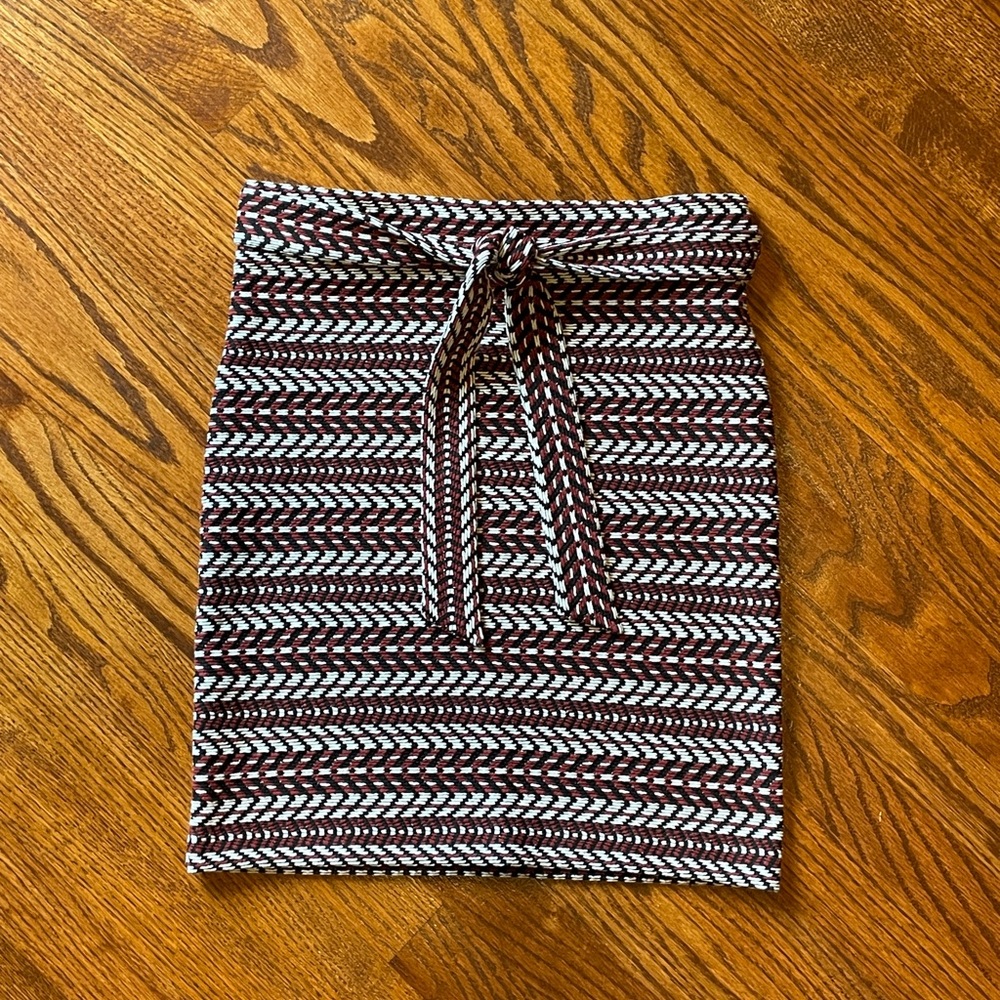LOFT Maroon/Black/White Striped Skirt - Size Small Petite